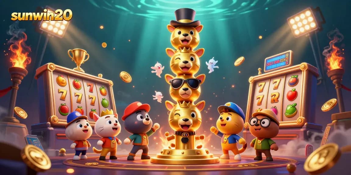 Experience thrilling slots gameplay at sunwin20 with dynamic casino elements surrounding a totem pole.