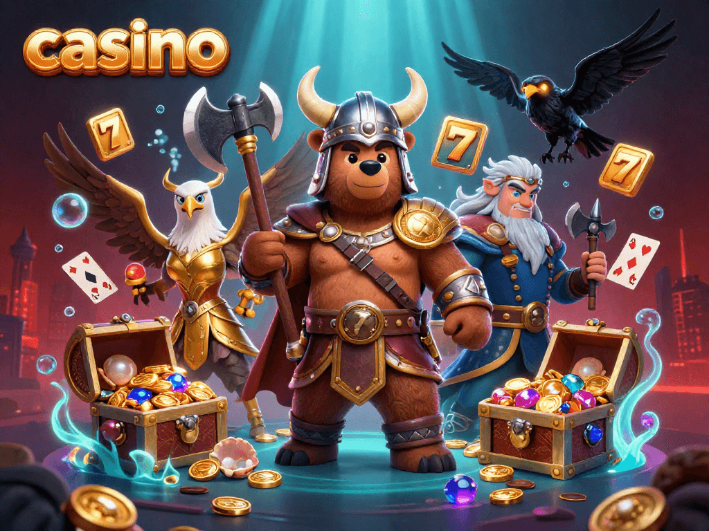 Engage in immersive gameplay at the casino with exciting slot reels and vibrant symbols.