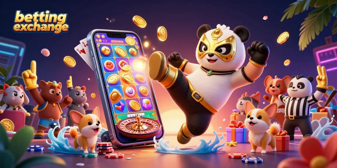 Engage in an exciting betting exchange scene with a panda wrestler and animal spectators at a vibrant casino