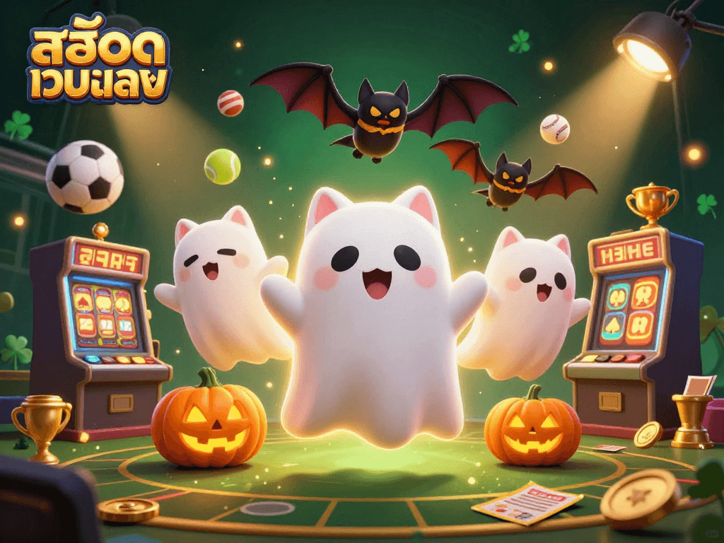 Experience thrilling gaming withสล็อตเว็บตรง at vibrant casinos featuring ghost cats and sports elements.