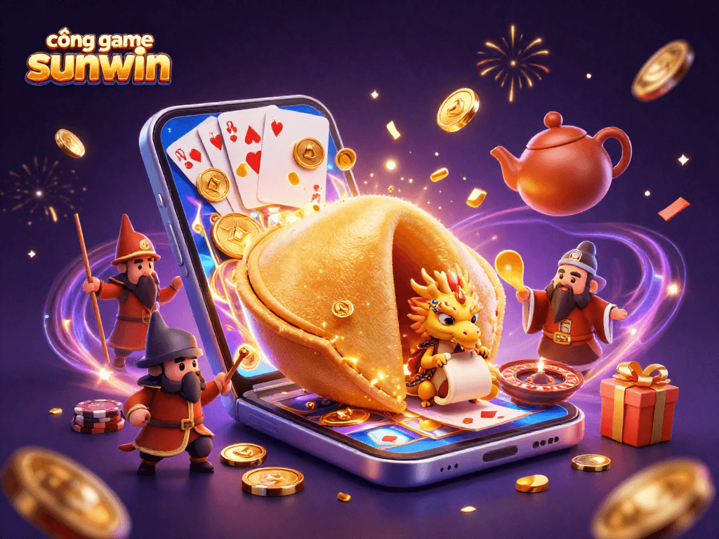 Engage with cổng game sunwin as golden fortune cookie unveils gaming treasures amidst vibrant celebrations.