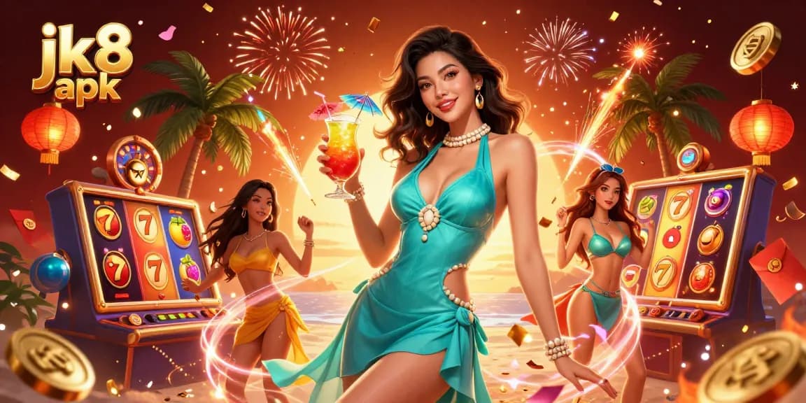 Experience top gaming excitement with the jk8 apk, featuring vibrant casino elements and an enchanting scene.