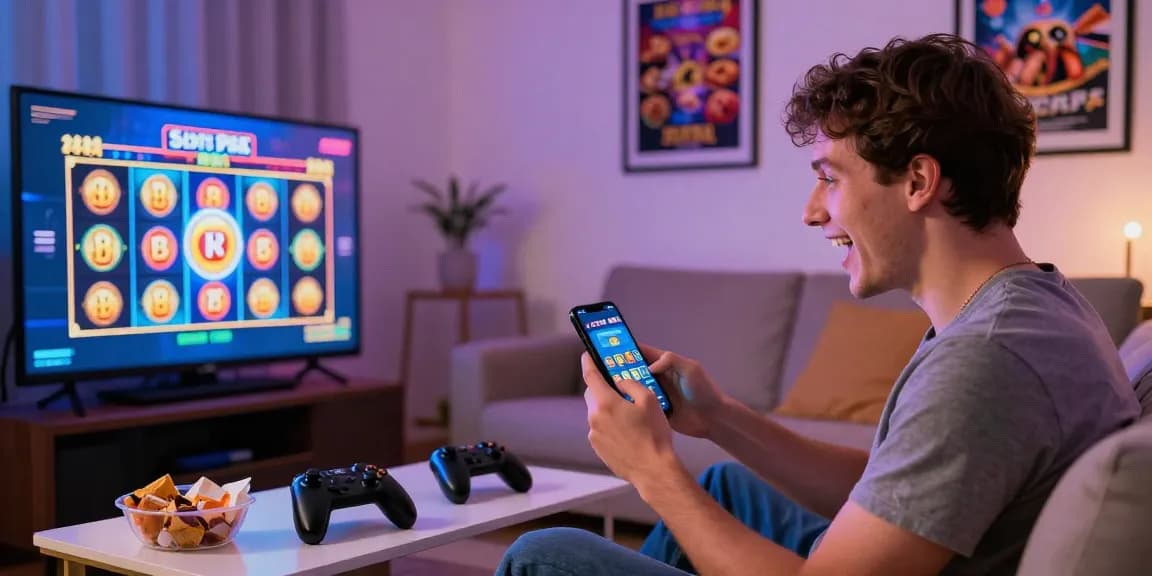 Experience winning big with the Slots PK app in a cozy gaming setup.
