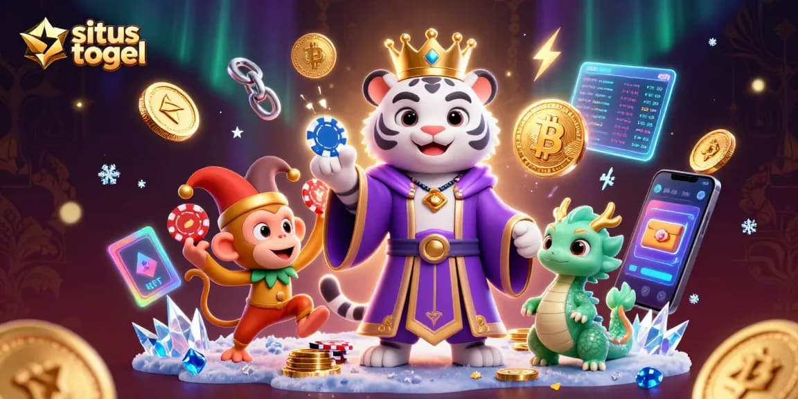Situs togel celebrates with a vibrant scene featuring a white tiger and monkey juggling poker chips.