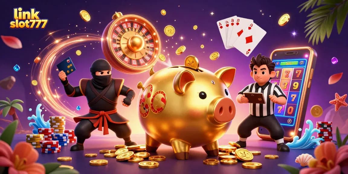 Experience thrilling wins using link slot777 with dynamic gaming action featuring vibrant icons and characters.