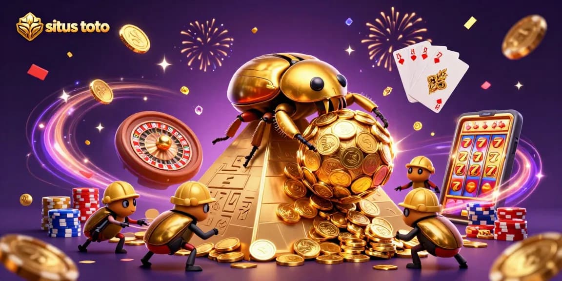 Experience situs toto gaming excitement with this dynamic illustration featuring gold coins and casino elements.