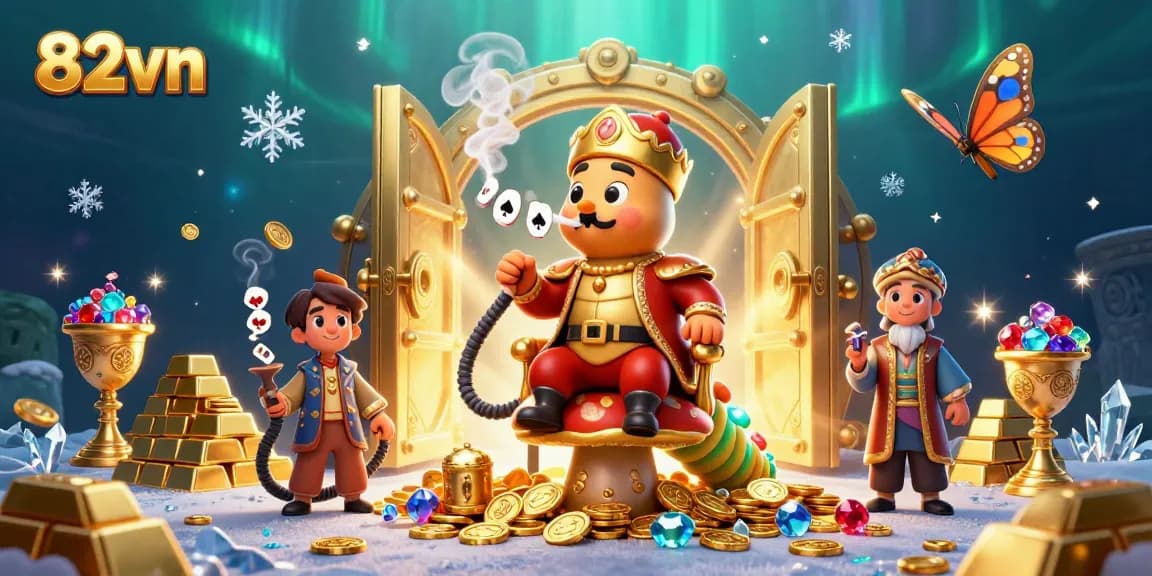 Engage in thrilling gameplay at 82vn with dazzling treasures and heroes in an immersive casino scene.