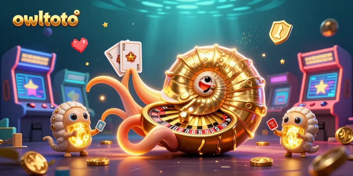 Experience the excitement of owltoto with a vibrant 3D illustration showcasing dynamic casino elements.