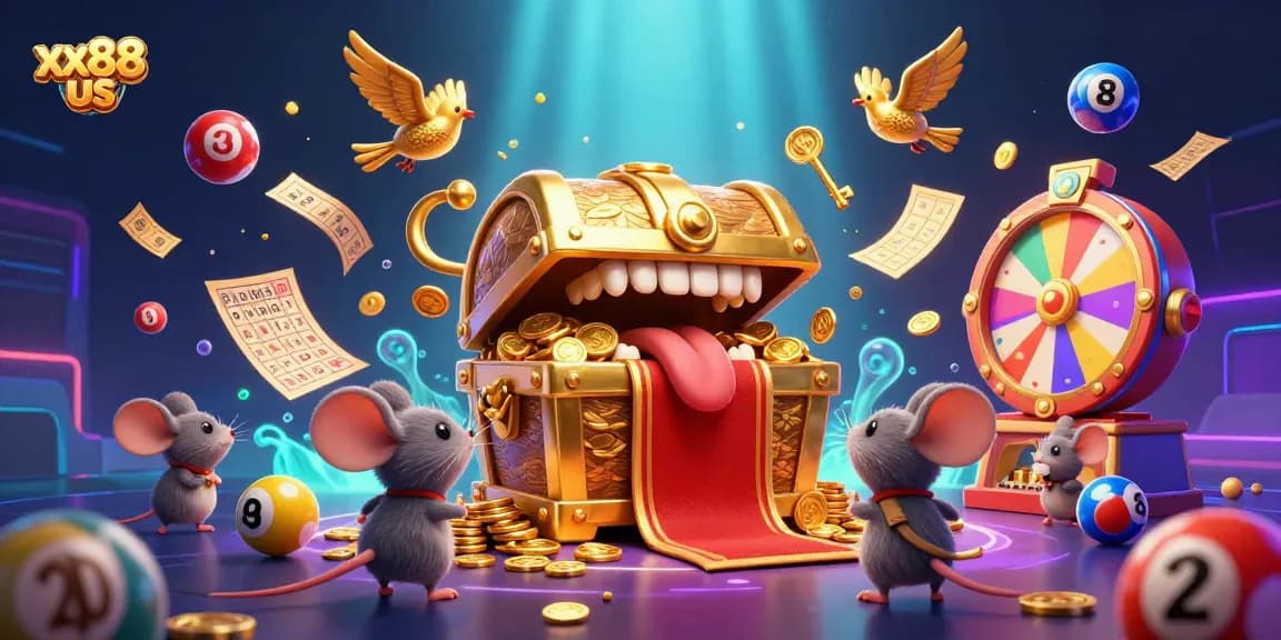 Experience the thrill of xx88 us with exciting lottery games and rich rewards in this immersive 3D casino scene.