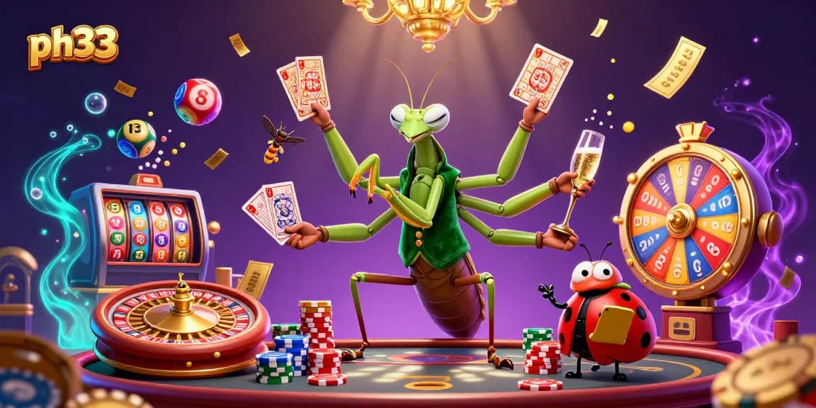 Engage in thrilling casino action with ph33, featuring vibrant characters and lively gambling elements.