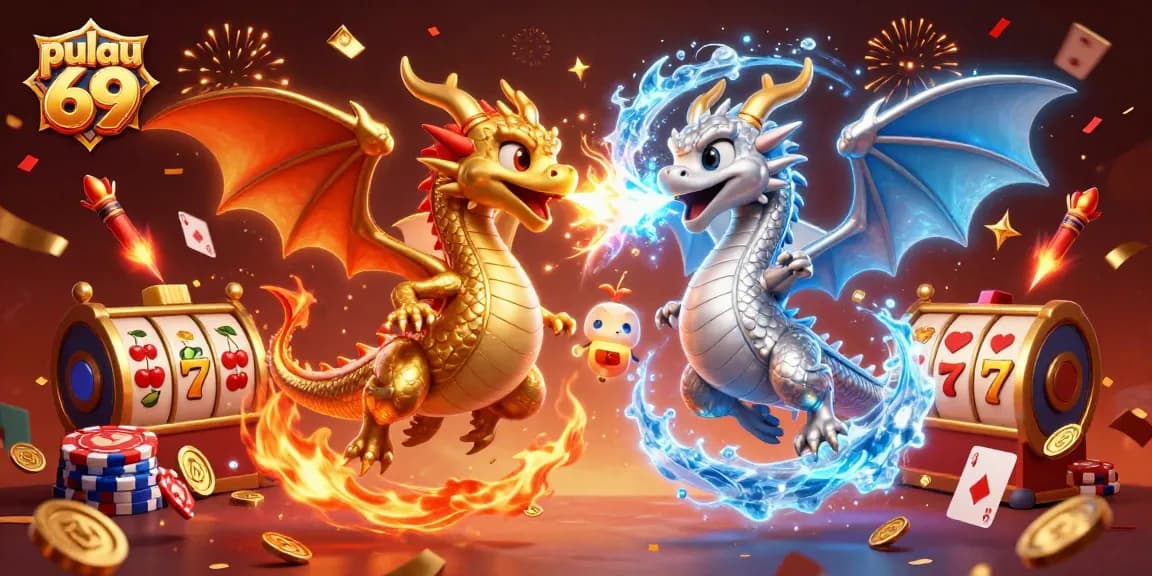 Engage in exhilarating gaming action with pulau 69 featuring dynamic dragons and vibrant slot elements.