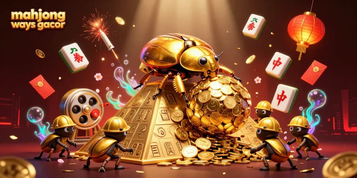 Experience thrilling gameplay with mahjong ways gacor, featuring golden coins and vibrant casino symbols.