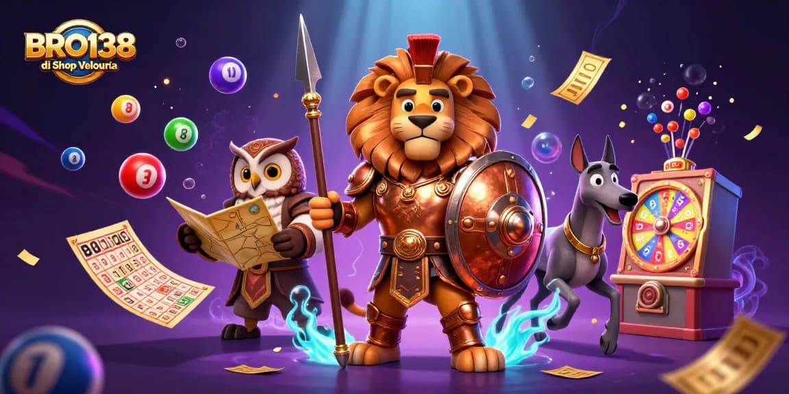Spin the reels of excitement at BRO138 di Shop Velouria featuring vibrant lottery elements and a dynamic atmosphere.