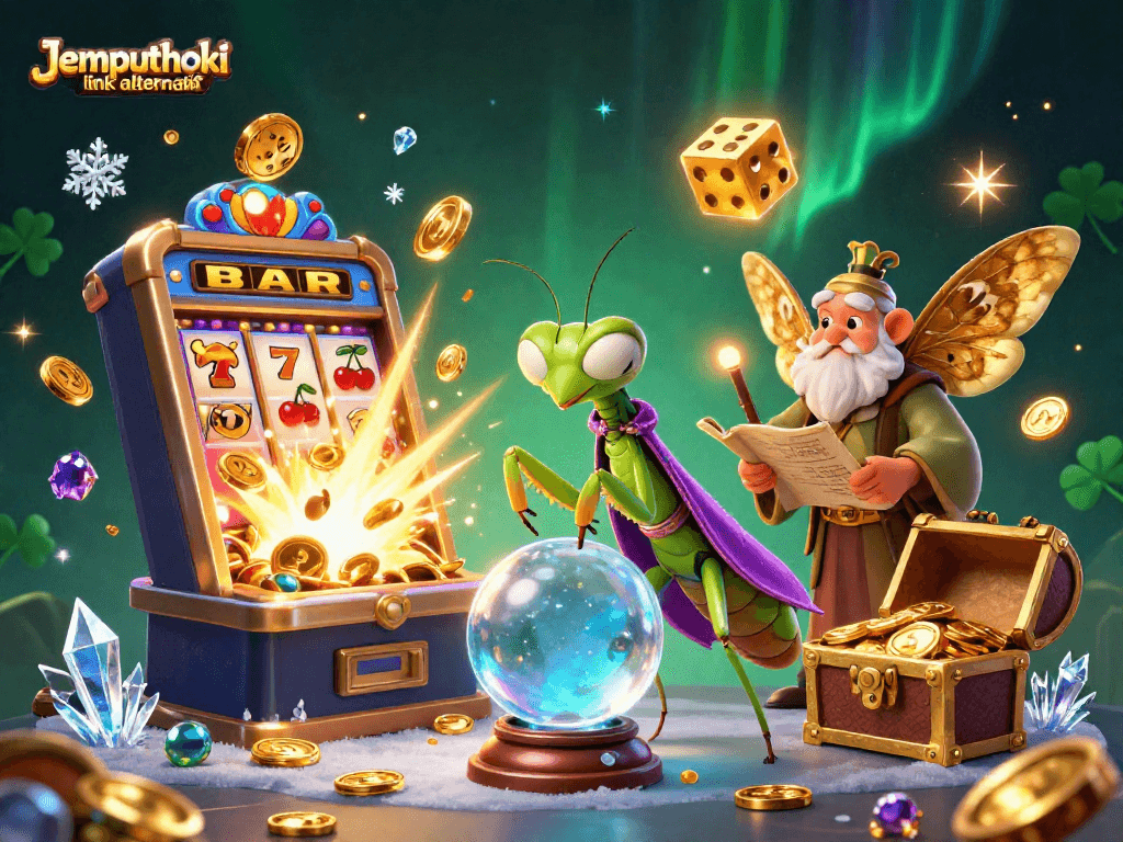 Experience the thrill of gaming with Jemputhoki link alternatif in this vibrant 3D casino scene.