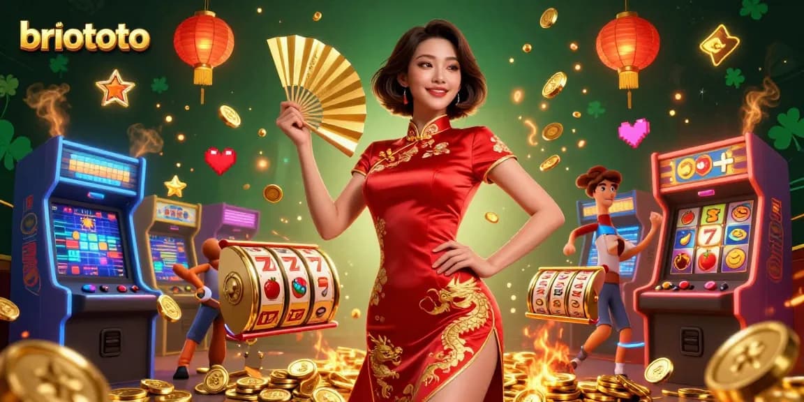 Experience the excitement of briototo with vibrant casino game elements and a confident player.