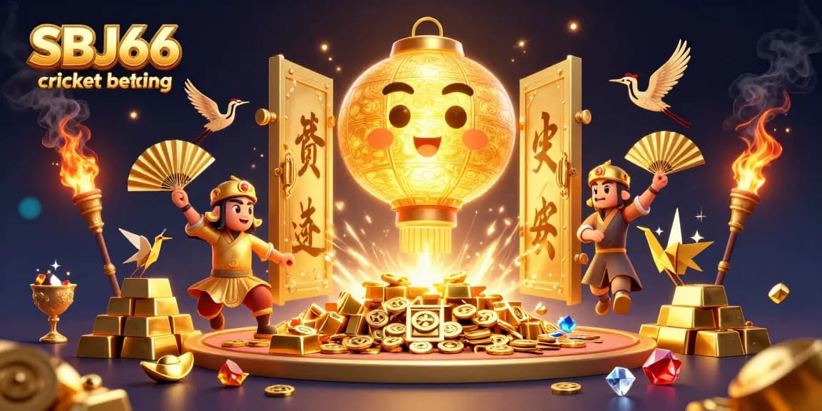 Engage in SBJ66 cricket betting with exciting golden elements and vibrant casino atmosphere.