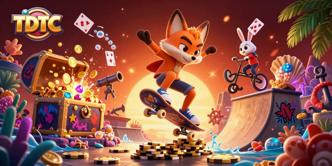 Join the fun with TDTC’s vibrant gaming scene featuring foxes and rabbits in animated action.