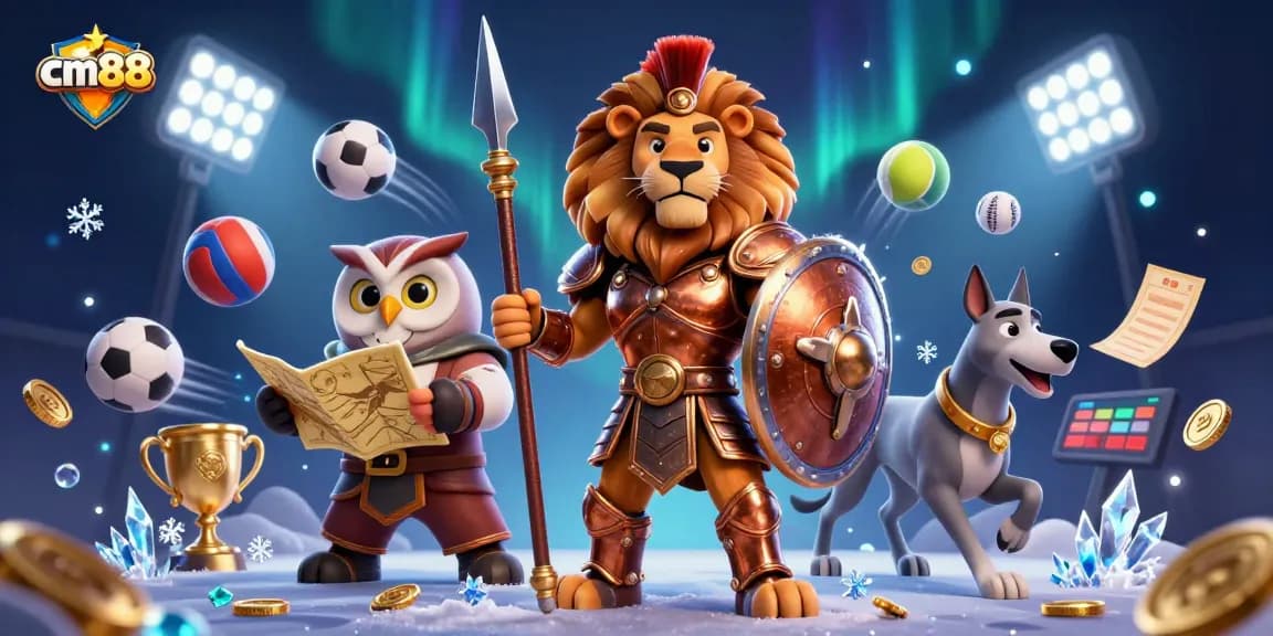Experience thrilling gameplay at cm88 with dynamic sports elements and vibrant characters in a lively casino scene.