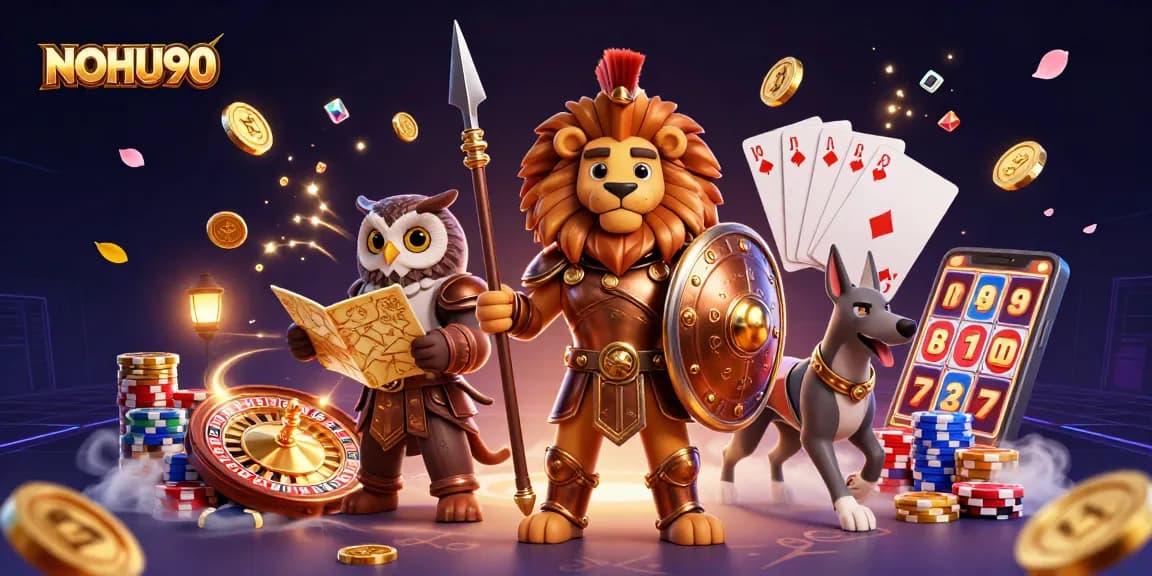 Experience thrilling wins with NOHU90's vibrant 3D casino scene of action-packed gaming excitement.