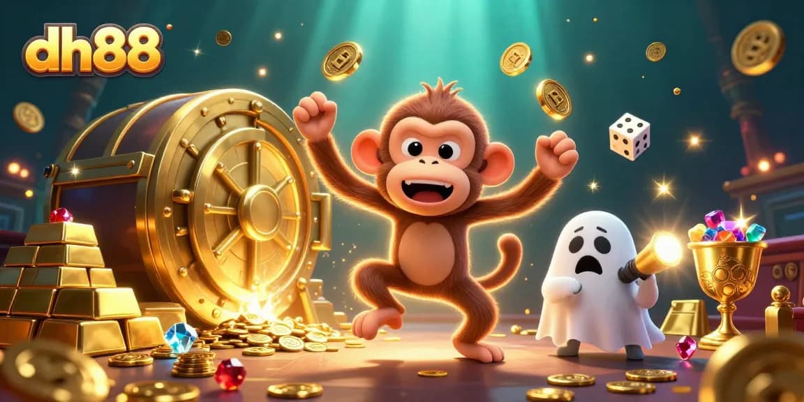 Engage with the dh88 online casino's exciting atmosphere, filled with golden treasures and playful characters.