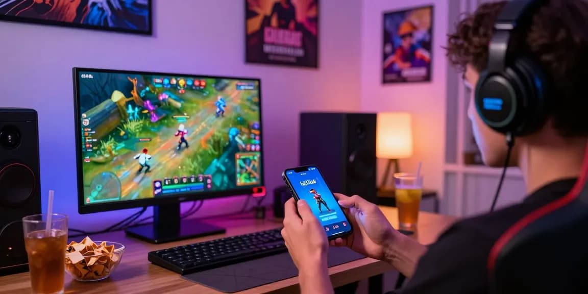 Player using the Jai Club app in a vibrant gaming setup