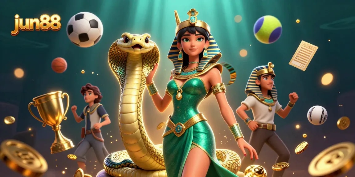 Bet and win big on jun88 featuring dynamic sports action, a glamorous woman, and golden elements.