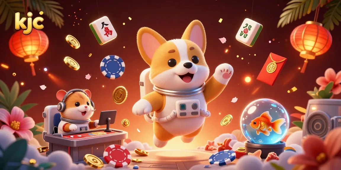 KJC astronauts optimize gameplay in a vibrant casino scene with vibrant colors and dynamic elements.