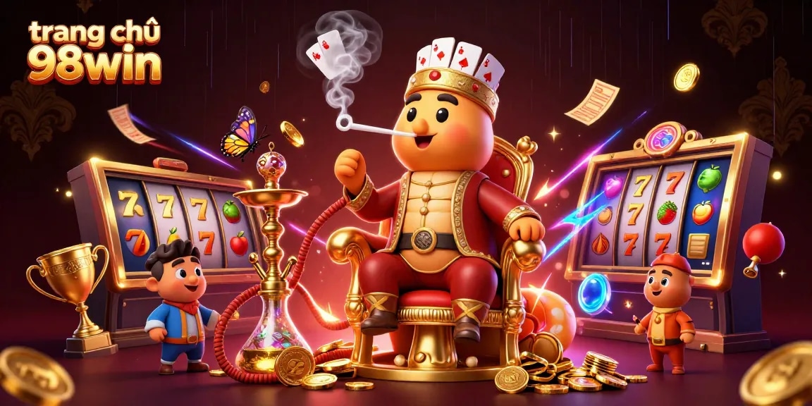 Experience the excitement at trang chủ 98win with thrilling slots and vibrant game elements in a dynamic casino scene.
