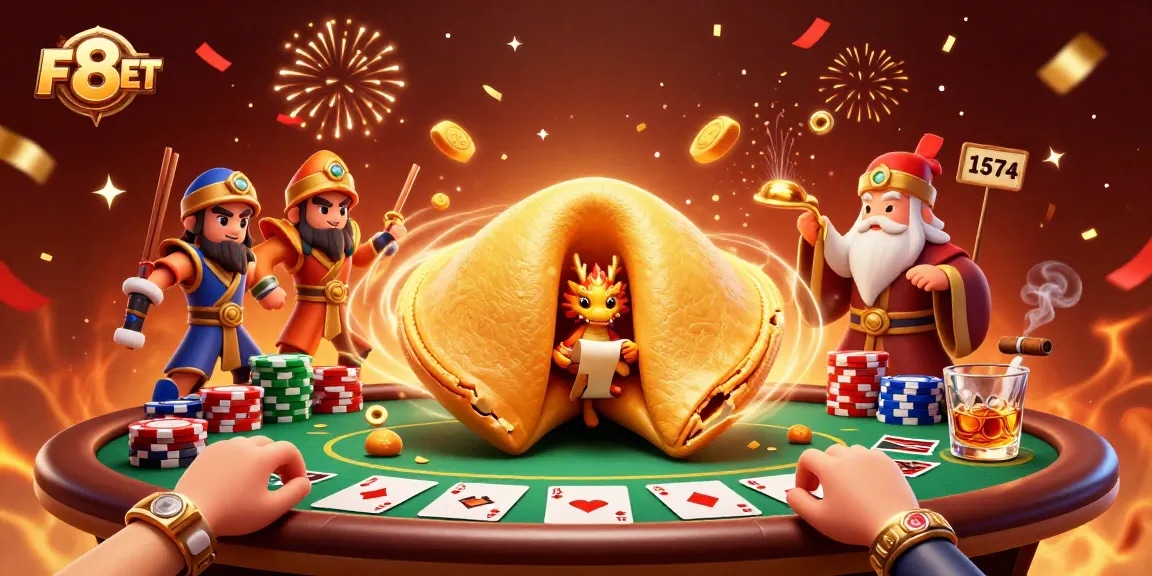Win big at F8BET with an illustration showcasing vibrant casino elements and action-packed gaming.