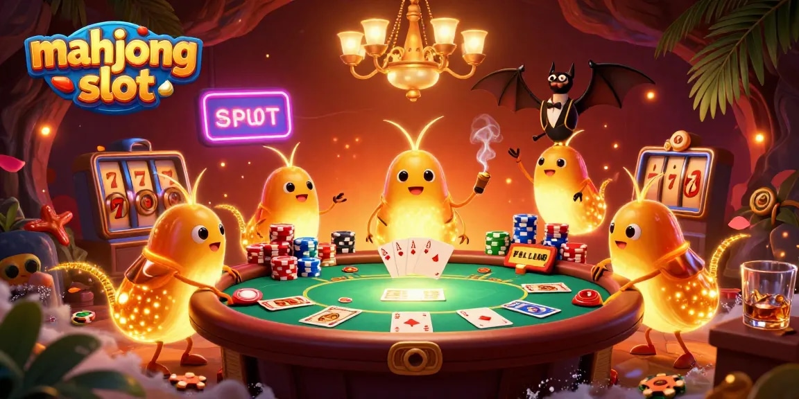 Experience mahjong slot excitement with vibrant glowworms in a dynamic casino setting.