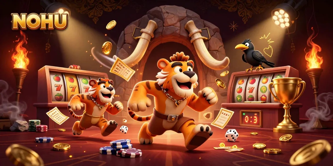 NOHU captures thrilling casino moments with vibrant slot machines and dynamic animations.