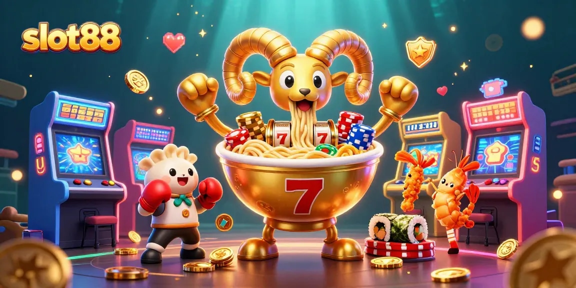 Menangkan slot88 dengan gulungan slot dan chip emas yang menarik pembaca di kasino online.