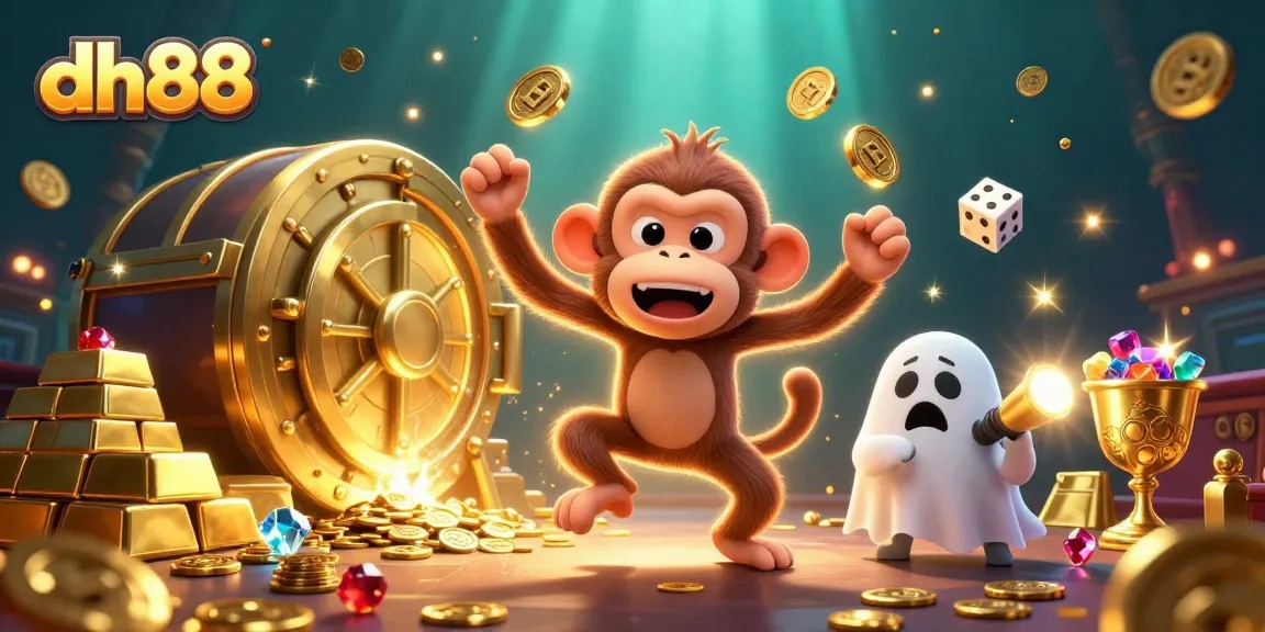 Engage with the dh88 online casino's exciting atmosphere, filled with golden treasures and playful characters.