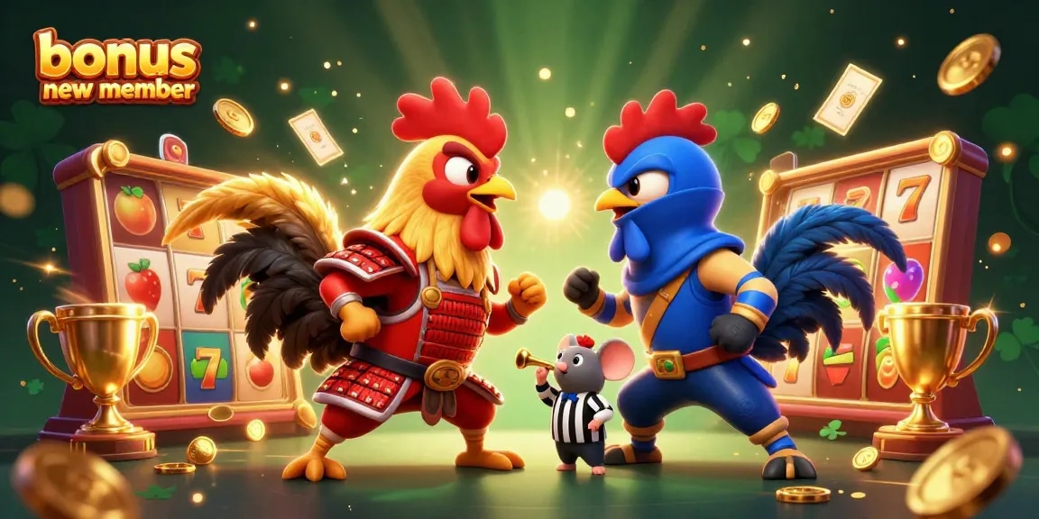 Engage in thrilling action with bonus new member offers in this vibrant slot game illustration.