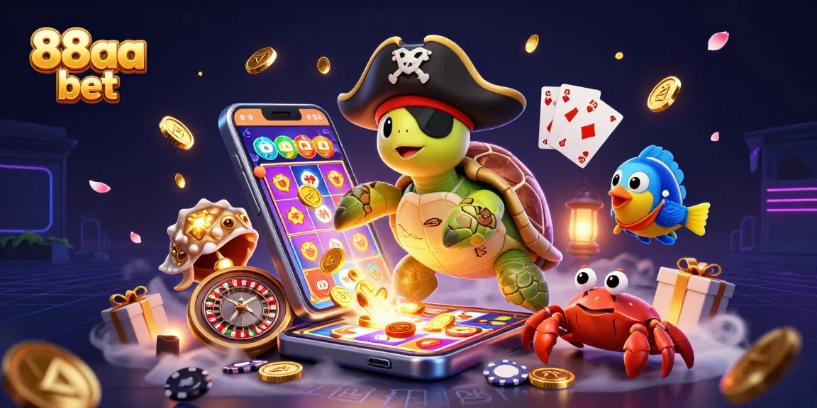 Play exciting games and win big with 88aa bet in this vibrant 3D casino scene