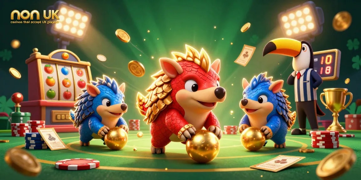 Experience thrilling gameplay at non UK casinos that accept UK players featuring vibrant pangolins and dynamic casino elements.