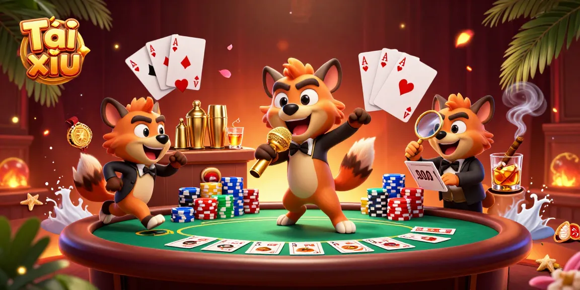 Engage with Tài xỉu in this vibrant casino scene, featuring hyenas enjoying a lively comedy club.