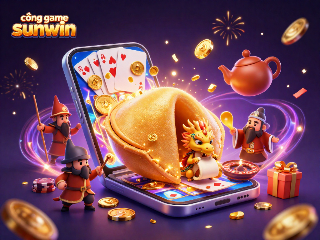 Engage with cổng game sunwin as golden fortune cookie unveils gaming treasures amidst vibrant celebrations.
