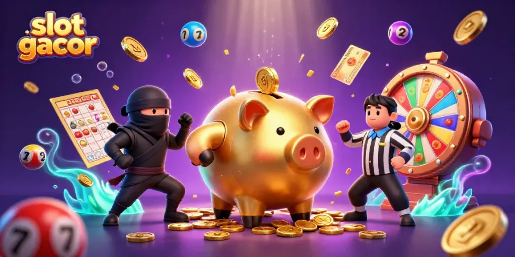 Catch the excitement of slot gacor gameplay with dynamic characters and vibrant casino elements.