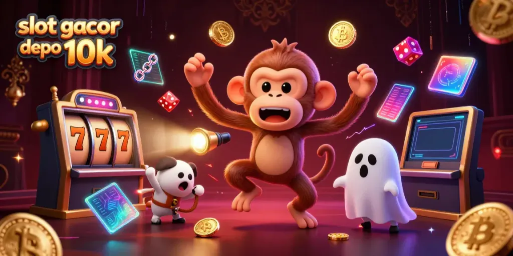 Slot gacor depo 10k: Kucing hantu mengejar monyet poltergeist di kasino berwarna-warni.