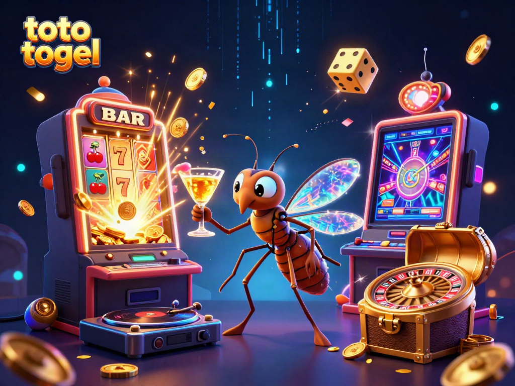 Engage in thrilling toto togel gameplay with unique casino elements featuring a frozen mosquito mascot and fossil DJ.