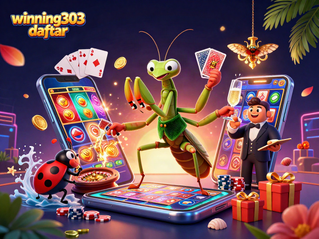 Experience the thrill of winning303 daftar with this vibrant casino illustration showcasing excitement and strategy.