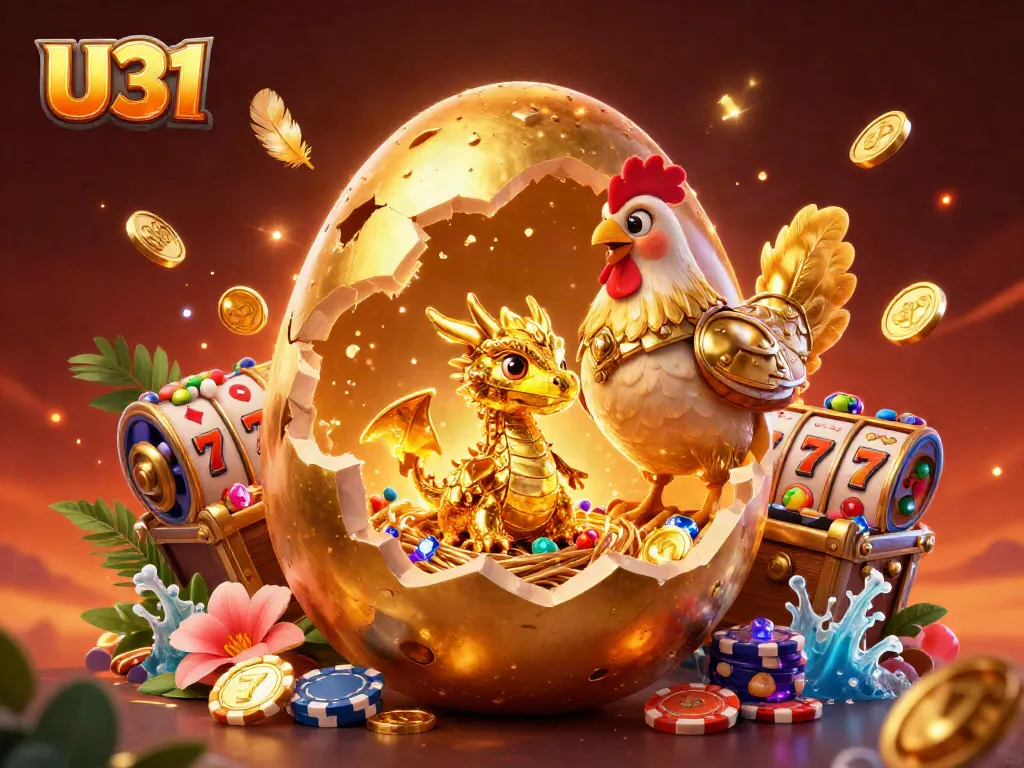 Play U31 and discover the excitement of jackpot slots with gold coins and vibrant gaming elements.