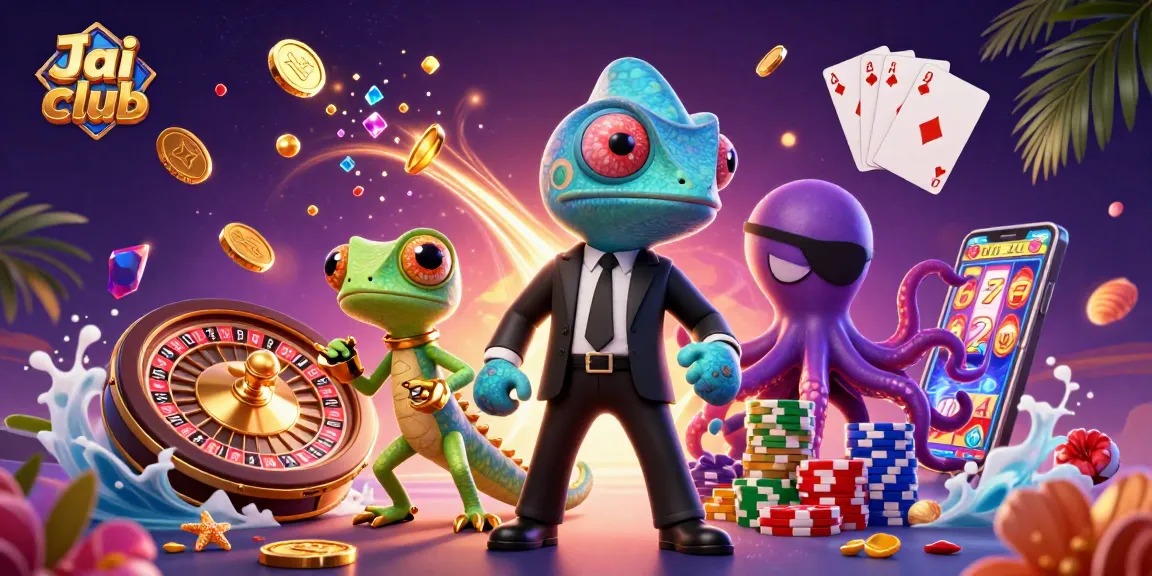 Join the excitement of Jai club with a dynamic scene featuring colorful gaming elements and characters.