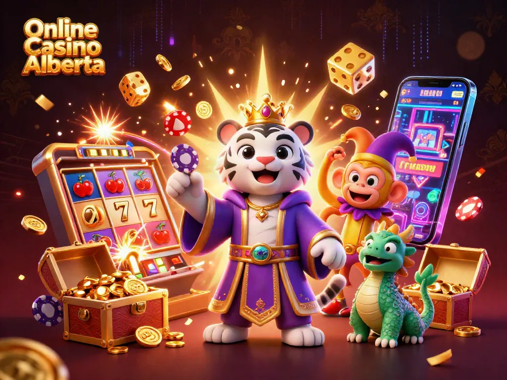 Experience the excitement of Online Casino Alberta with dynamic characters and vibrant casino elements.