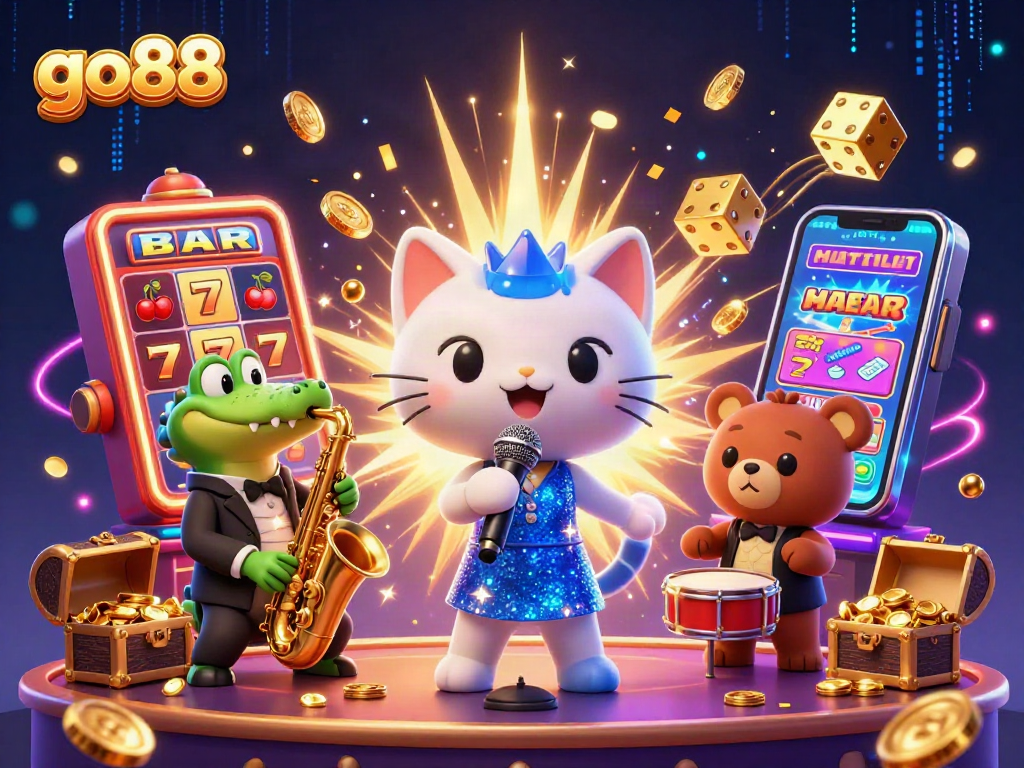 Experience the excitement of go88 with a vibrant casino scene featuring dynamic characters and games.