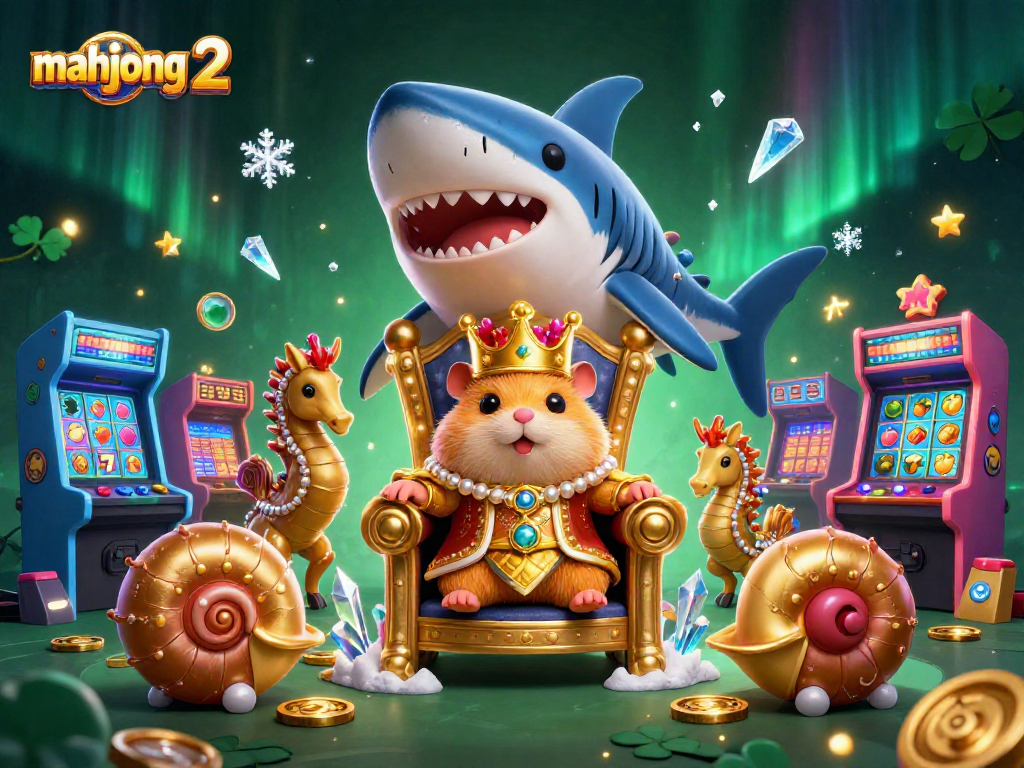 Experience the thrill of mahjong 2 as the fierce hamster king presides over vibrant casino-themed elements.