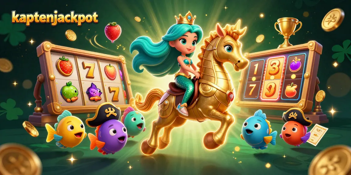 Engage with kaptenjackpot and explore rich casino elements in a vibrant 3D illustration.