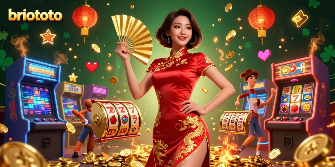 Experience the excitement of briototo with vibrant casino game elements and a confident player.